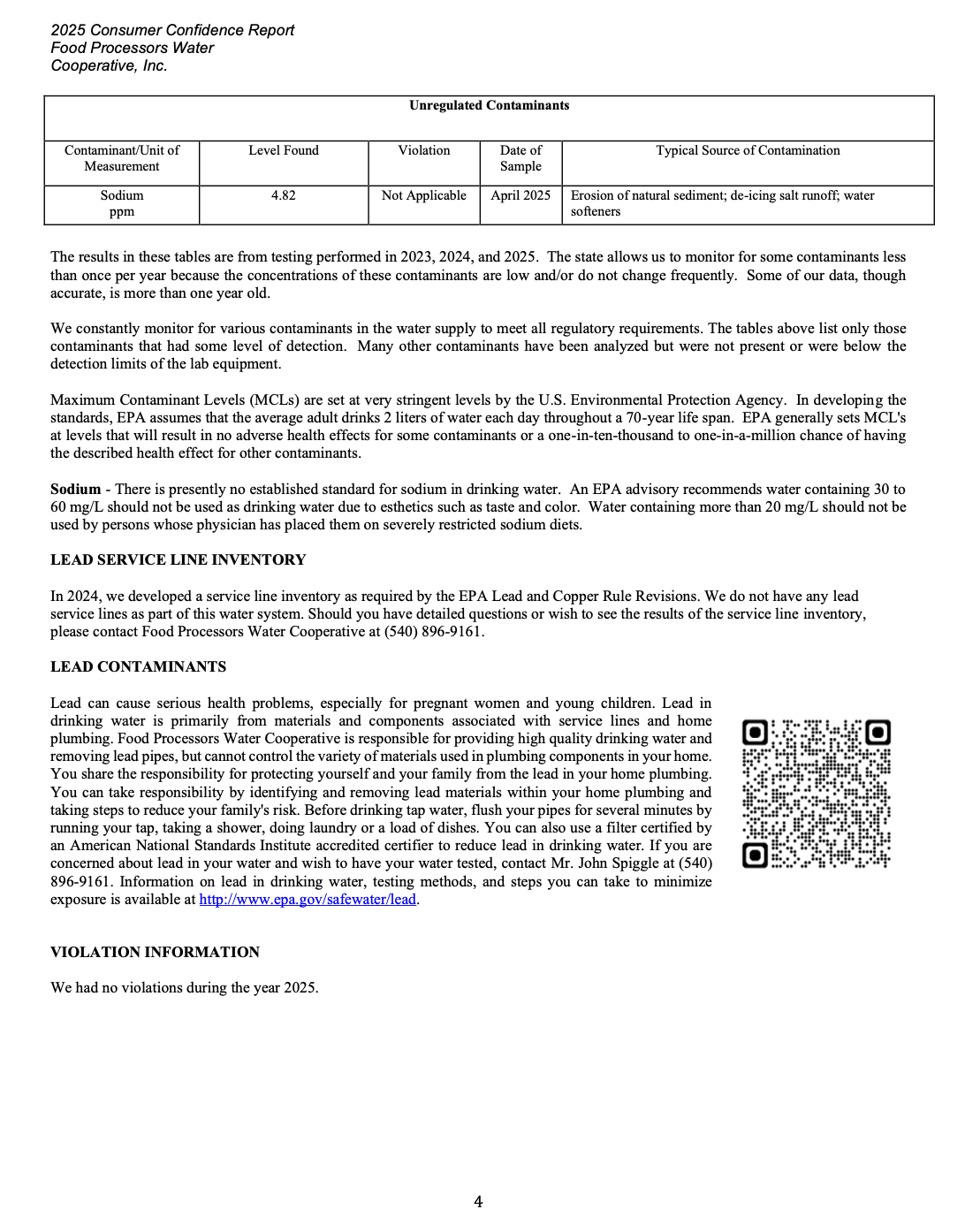 FPWC Water Quality Report